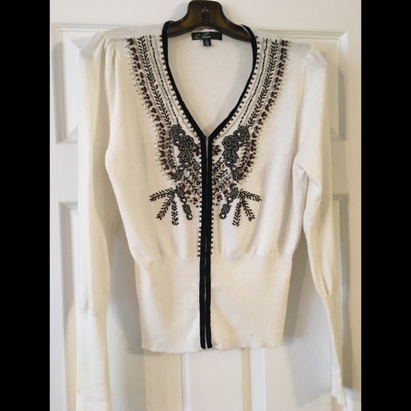 Vintage Charm Vneck Beaded Cardigan - Picture 1 of 10